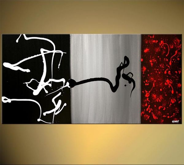 2019 Handmade Good Quality Large Black And White Abstract Art For Living Room Bedroom Best Abstract Oil Painting Wall Art Decor Paintings From