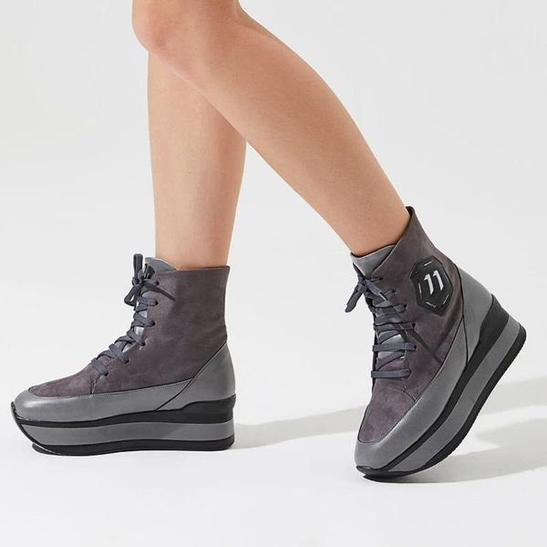 

flo derman77z gray suede women 's boots butigo, Black