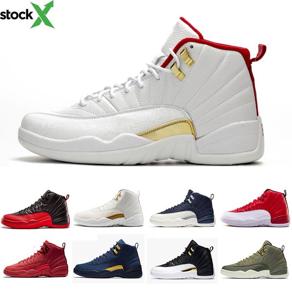 

2020 fiba winterize 12 gym red 12s college navy men basketball shoes michigan wings bulls flu game taxi sports trainer sneaker 5.5-13, Black