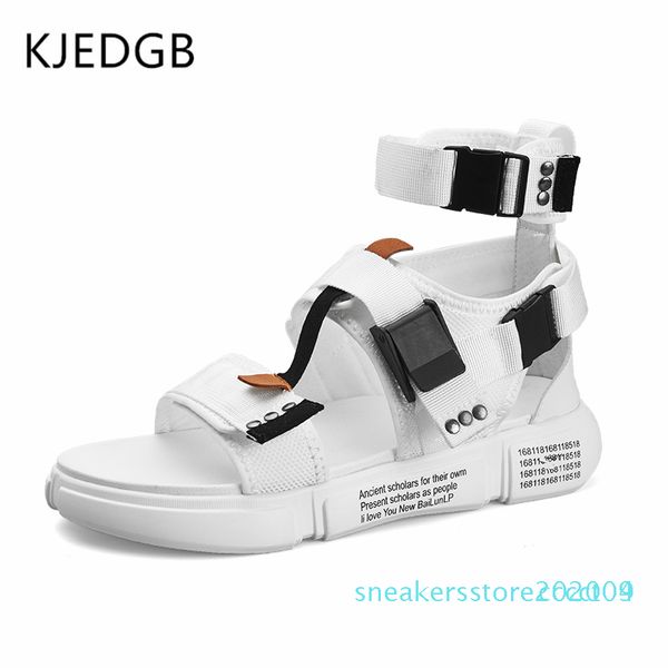 

kjedgb new 2019 fashion summer mens shoes gladiator sandals designers platform comfortable beach sandals male canvas men s09, Black