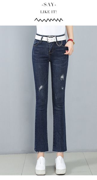 

deep blue in the spring of the new big yards more fat mm tall waist show thin trousers straight female trousers slacks
