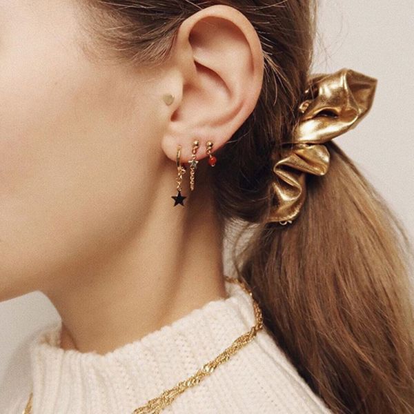 

wtltc gold sliver color small moon star hoop earrings for women tiny ear piercing huggie earrings simple jewelry bijoux brincos, Golden