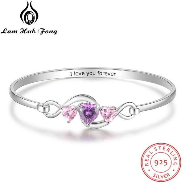 

personalized 925 sterling silver infinity bracelets & bangles custom heart cz name bracelet forever jewelry gift (lam hub fong, Golden;silver