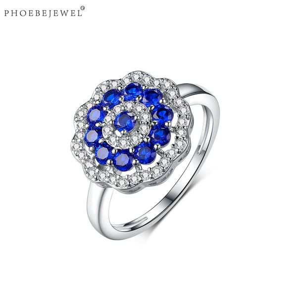 

phoebejewel elegant fashion blue cubic zirconia ringen engagement wedding rings for women jewelry female gift, Golden;silver