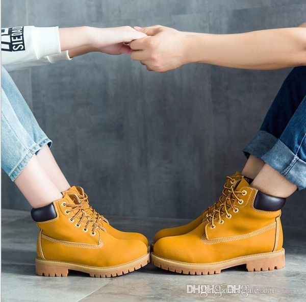 

classic yellow army boots genuine leather waterproof martin women's desert men's high tool shoes martin, Black