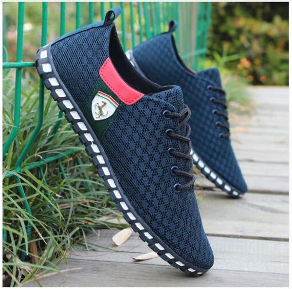 

men casual shoes new arrival breathable mesh flats shoes men loafers slip on mens driving trainers, Black