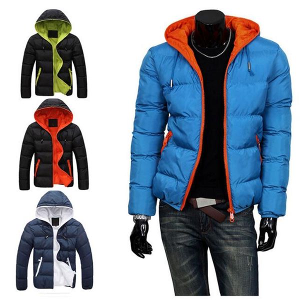 

mens winter warm jackets 5 colors casual outerwear clothing warm mens pop new hooded coat fashion, Black