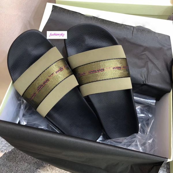 

luxury designer off casual shoes indoor beach slippers white printing lovers slippers with box, Black