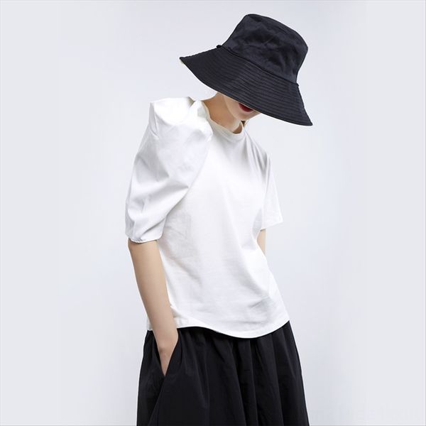 

2020ins women's t-shirt solid color round collar t-shirt women's all-match pure cotton 456, White