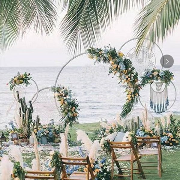 

wedding decoration background arch round wrought iron shelf decorative props diy wreath party background shelf flower with frame