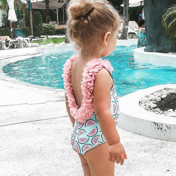 

2020 one piece swimming wear summer beach bathing suit wetermelon pritned baby girl swimwear new flower cartoon swimsuit
