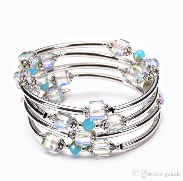 

естественный квадратный кристалл обмотки браслет мода мульти круг мульти леди браслет pefect для женщин и девочек, Red;brown