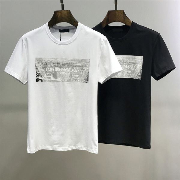 

2020 t-shirt spring and summer new high grade cotton printing short sleeve round neck panel luxury t-shirt size: -xxxxl shirt k4, White;black