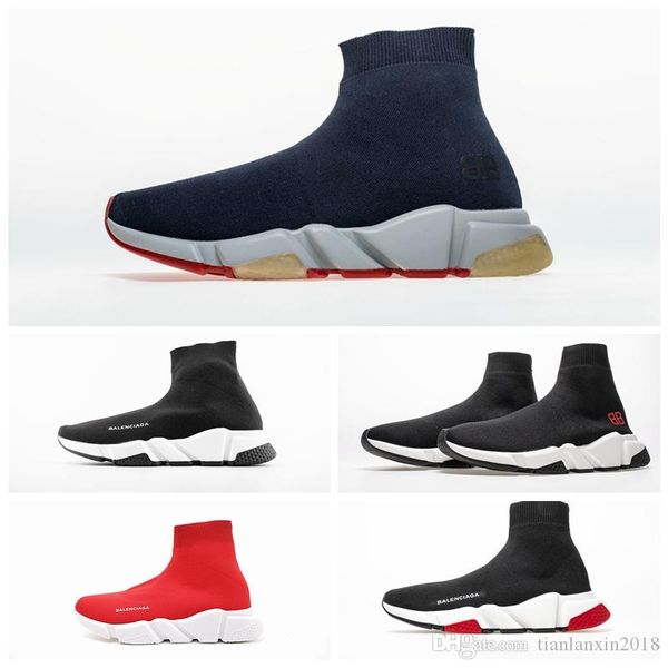 

2019 wholesale luxury sock shoe speed trainer casual sneakers speed trainer sock race runners black shoes men and women sports shoes 36-47