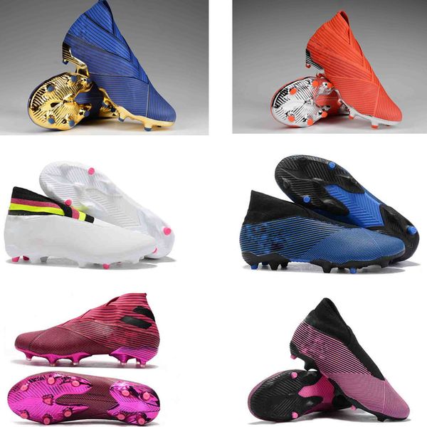 

mens высокого качества футбол бутсы nemeziz 19,3 laceless fg 19 + х messi nemeziz 19+ high голеностопных открытая обувь футбол пинетка eur 3