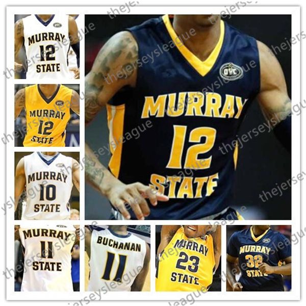 

murray state racers custom любое имя количество сшитых синий желтый белый ncaa college баскетбол джерси s-4xl # 12 ja morant 0 майк дэвис, Black