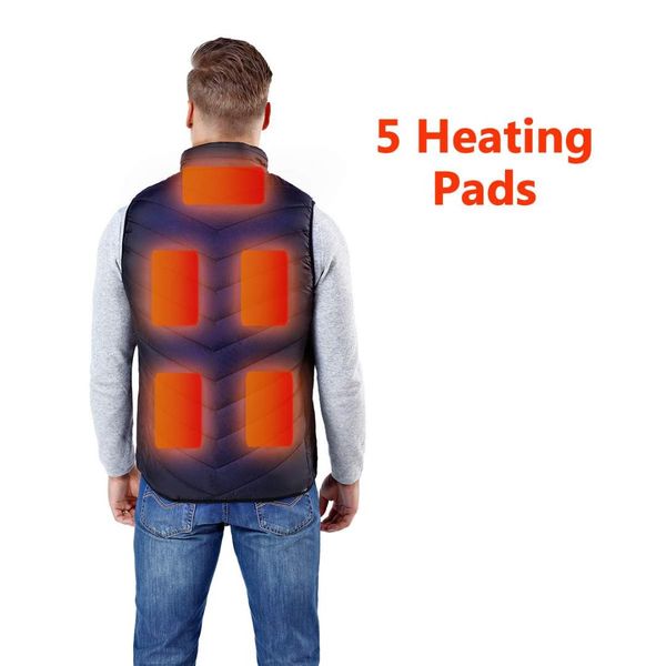 

electric heating hiking vests usb thermal men and women winter outdoor sports warm neck back waist washable heating waistcoat, Gray;blue