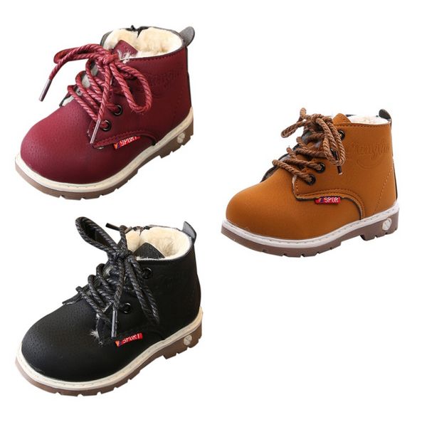 

children casual shoes kids leather boots girls baby boys shoes anti-slip walking shoe, Black;grey