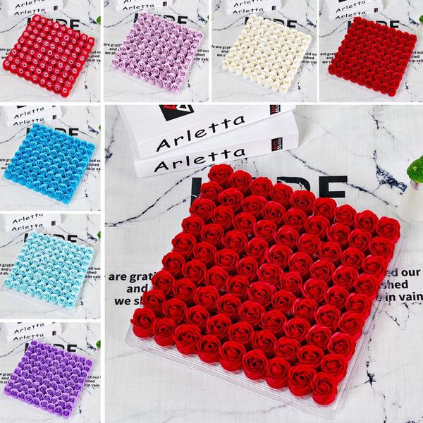 

81pcs simulation rose floral bath soap scented artificial flower wedding valentine day gift festive party supplies 81pcs soap r