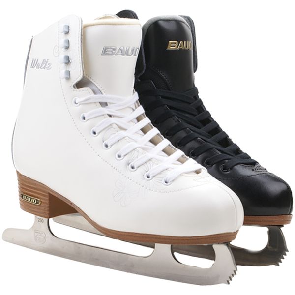 

new thermal warm thicken figure skating ice skates shoes with ice blade pvc waterproof white black