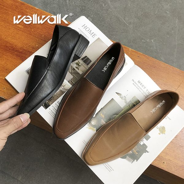 

plain loafers women oxford shoes block heel genuine leather classics moccasins british styles female winter ballet flats woman, Black