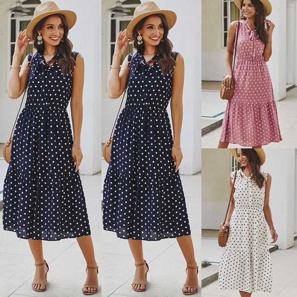 

new women's boho summer wave point sleeveless evening beach long dress sundress, Black;gray