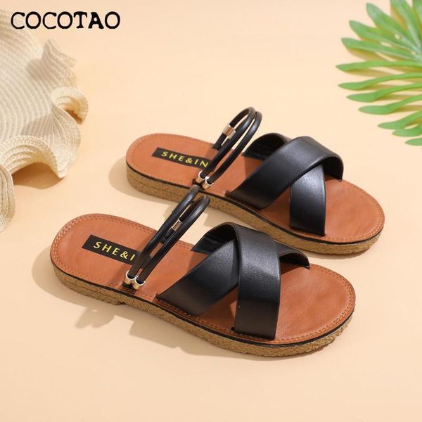 

roman sandals female fairy wind 2020 new fashion wild ins tide comfortable students two wear sandals and slippers, Black