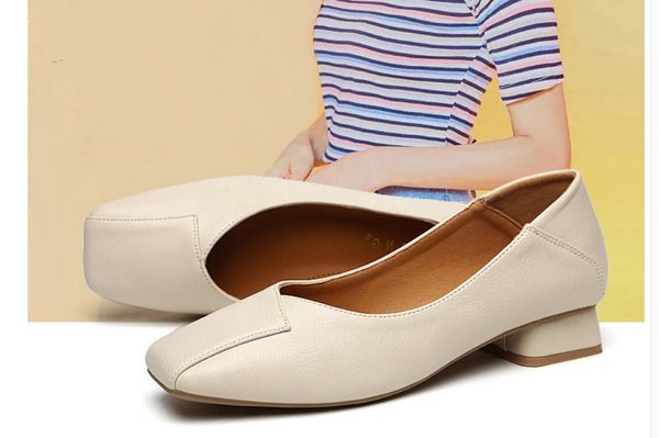 

2020 spring and autumn with new style fashion low heel square head women's shoes @mqwbh717, Black