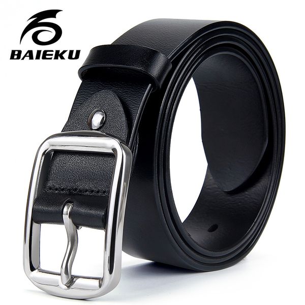 

men's genuine leather belt business gentleman's luxury belts male belt stainless steel buckleckle cowhide fashionable, Black;brown