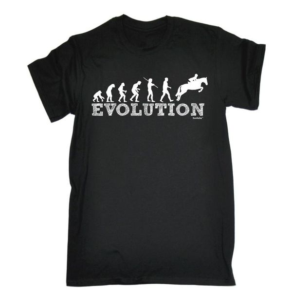

evolution horse jumping t-shirt show riding ride equestrian funny birthday gift brand cotton men clothing male slim fit t shirt, White;black