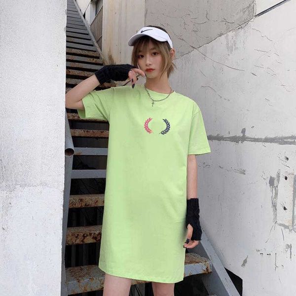 

designer womens shirt dresses new 20s summer tshirt dresses loose womens brand l0g0 tee dress 5 colors size s-2xl yf204111, Black;pink