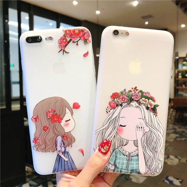 

summer fresh girls soft case phone tpu case for iphone 6 6s 7 8 plus x xs max xr soft silicone back cover cases antifall
