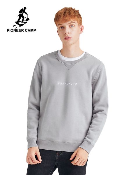 

pioneer camp men's brand hoodies sweatshirts solid letter embroidery streetwear long sleeves sweatshirt male awy902336, Black