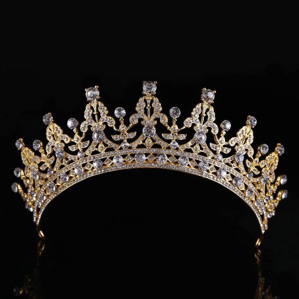 

kmvexo luxury bridal crystal tiara crowns princess queen pageant prom rhinestone veil tiaras headband wedding hair accessories, Golden;white