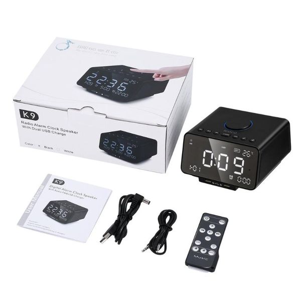 

icoco digital alarm clock speaker with fm radio usb charger led display indoor temperature/day/date display,nap/sleep timer