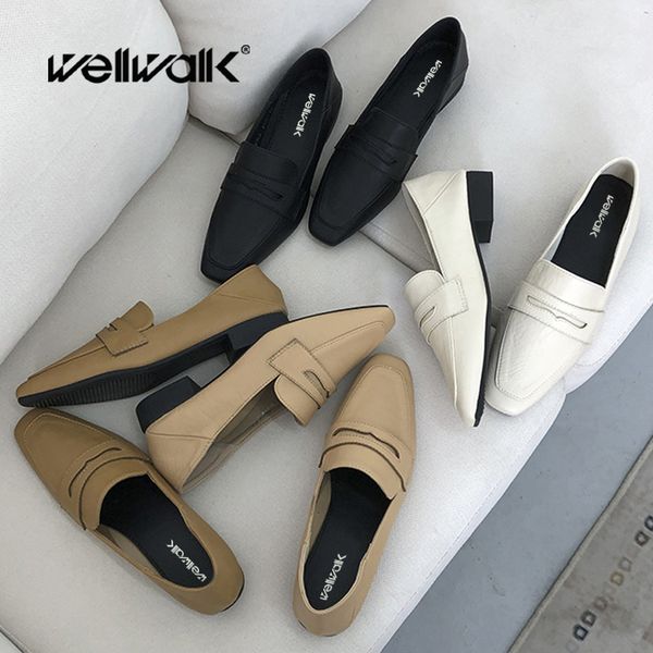 

classics loafers women winter shoes genuine leather metal buckle moccasins female oxford shoe block heel british styles 2020 new, Black