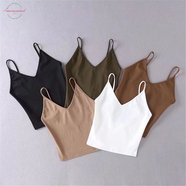 

summer new wild pure color harness bottoming shirt female, self cultivation v neck strapless short strap female, White
