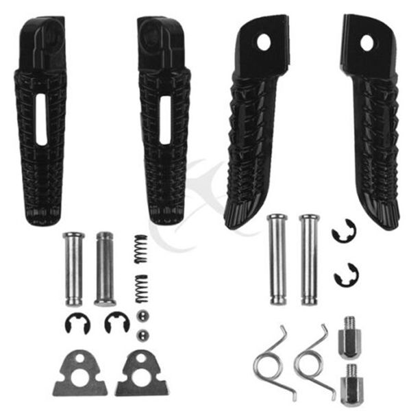 

motorcycle black silver front rear footrest foot pegs for gsx-r 600 750 gsxr 1000 06-18 07 08 09 10 11 12 13 14 15 16 17