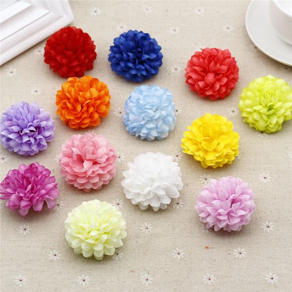 

10pcs 4.5cm artificial silk carnation pompom flowers head for wedding car decoration diy floristry supplies flowers