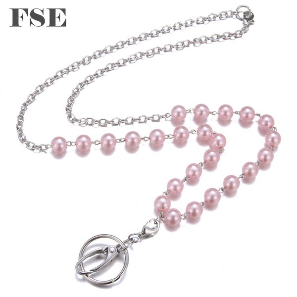 

wholesale multi styles office id holder working lanyard necklace badge id card key holder neck straps key chains beads necklace jewelry 001k, Silver