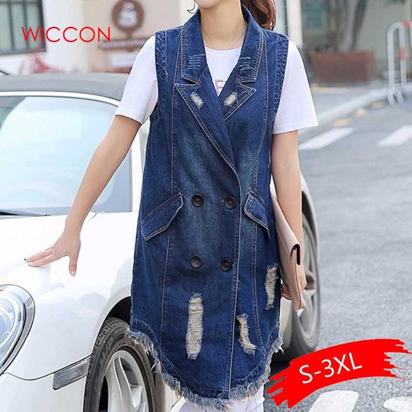 

2019 spring autumn women streetwear cowboy denim jacket female vintage sleeveless long jeans jacket vest ladies plus size 3xl, Black;white