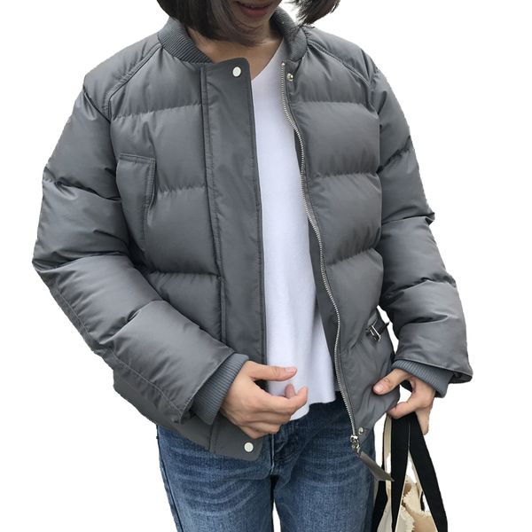 

winter down cotton jacket women 2019 short coat thicken students parkas loose female stand collar solid color cotton coats a2312, Black