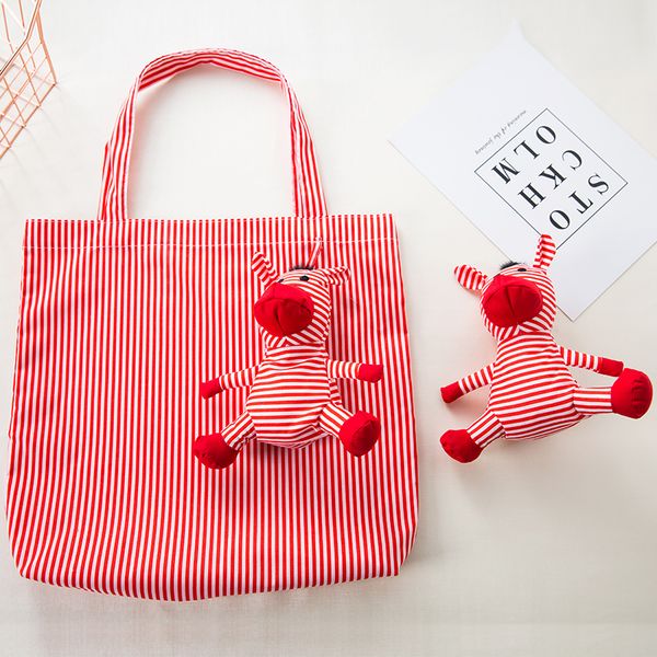 

2 color cute animal toys folding cotton shopping bag eco friendly ladies gift foldable reusable tote bag portable kawaii school