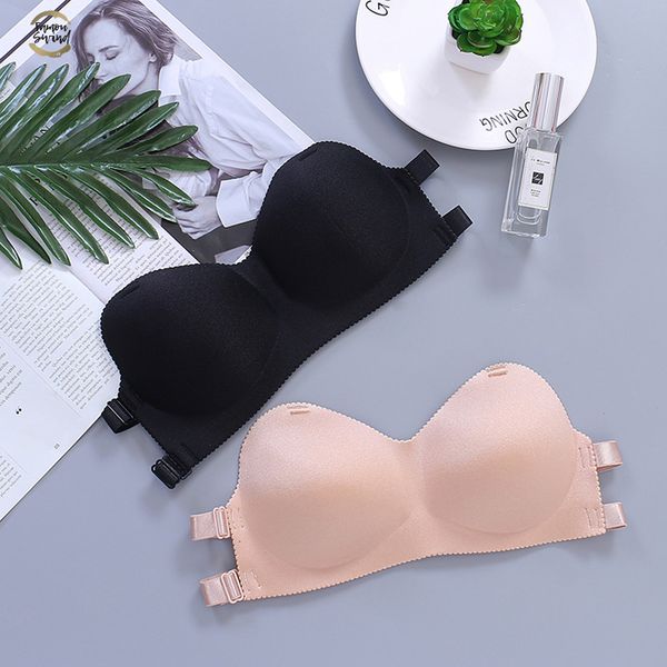 

bra fashion seamless wire strapless bras breathable solid lingerie wedding cozy invisible bras for women, Red;black