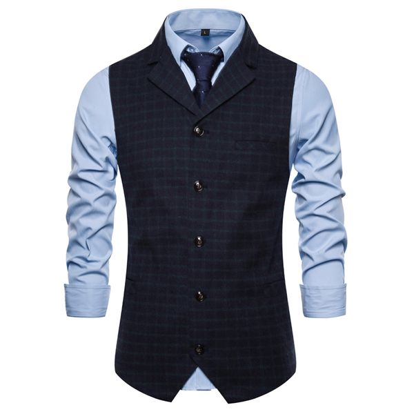 

men's singlebreasted plaid waistcoat with suit collar new arrival autumn mens sleeveless suit vest, Black;white