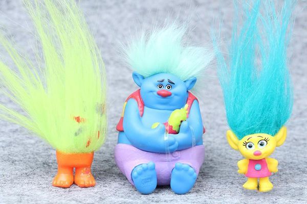 Trolls Filme 6Pcs / Conjunto de 8 centímetros Dreamworks Figura Collectible bonecas papoila ramo Biggie trolls PVC Acção Figuras boneca brinquedo trolls