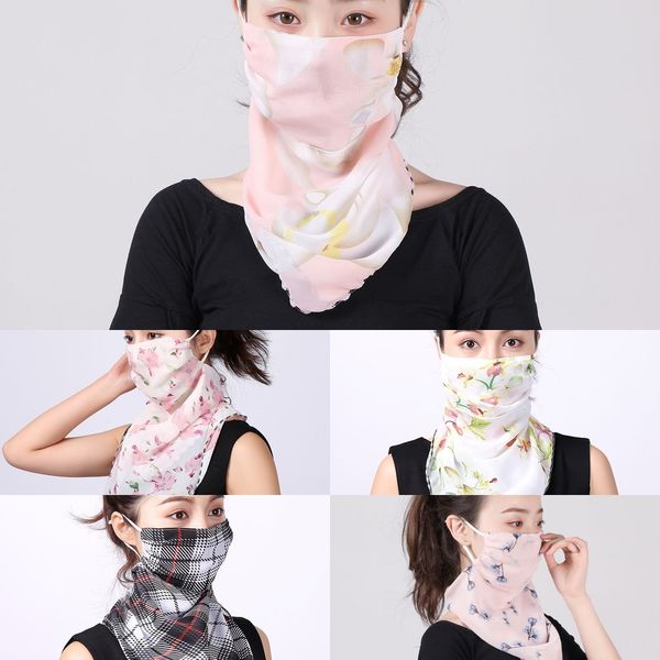 

qceft silk riding face mask scarf cycling hairband scarf sport anti-uv bandana neck face running for fishing cover hiking triangle, Black