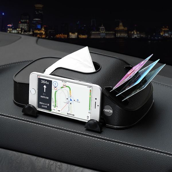 

car tissue box holder creative multi-function mobile phone support card inserter portable auto office home car tissue holder