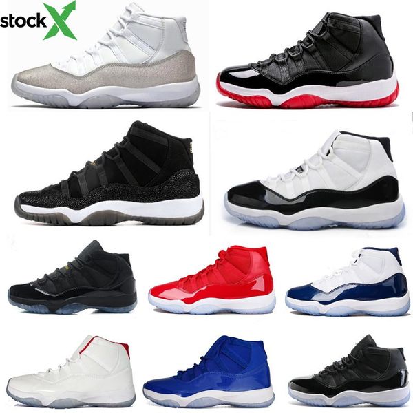 

11s men basketball shoes 11 wmns metallic silver bred prm heiress space jam gym red concord women sports sneakers shoes size 7 - 13