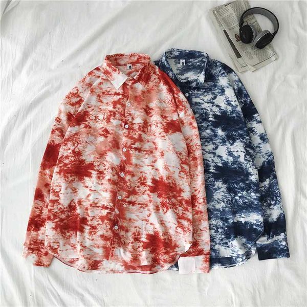 

autumn camo shirt men's fashion print casual hawaiian shirt man streetwear wild loose long sleeve shirts men large size -5xl, White;black